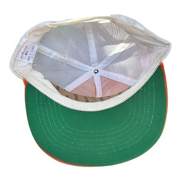Vintage Orange Trucker Mesh Snapback Hat Striped Unisex Adjustable - Picture 5 of 5